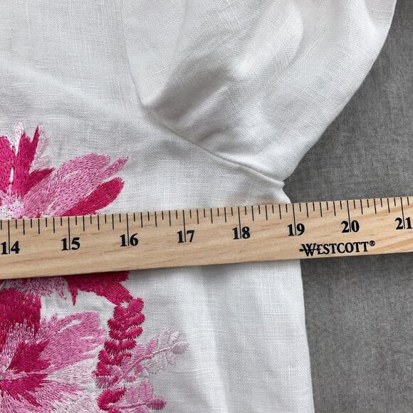 INC Jacket Women XSmall‎ White Pink Floral Embroidery Linen Zip Blouson Casual - Picture 6 of 11